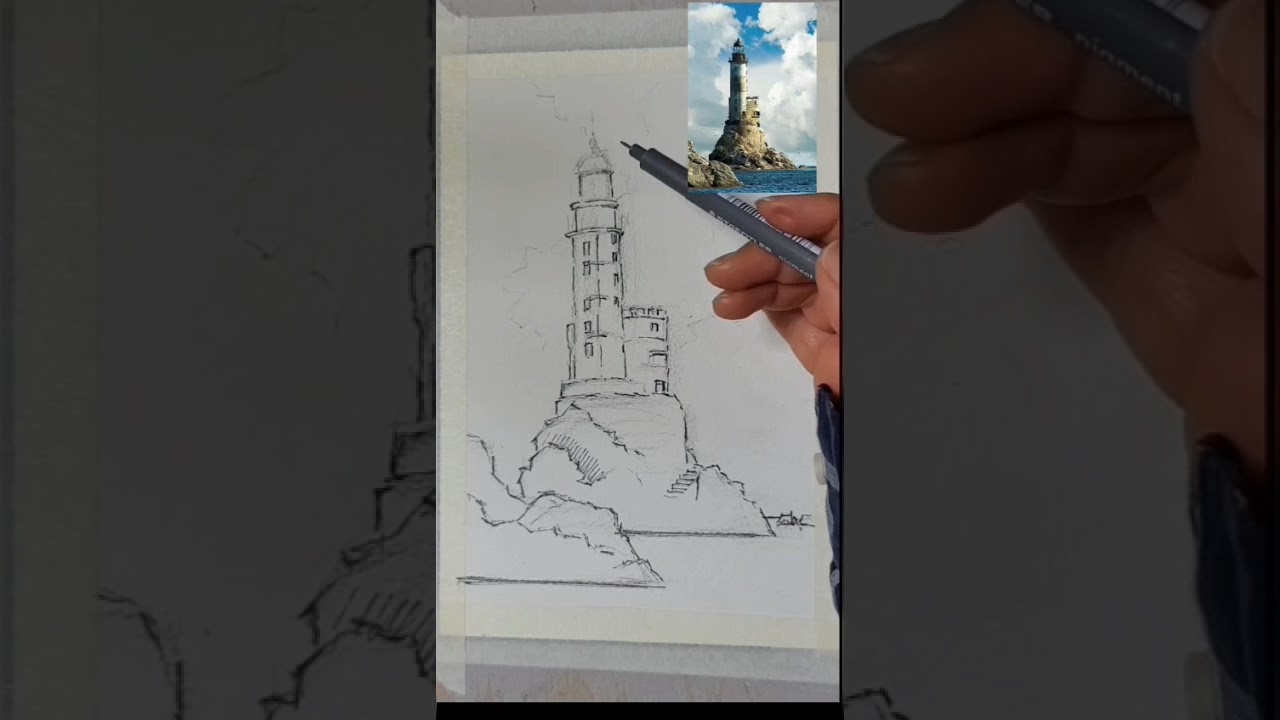 등대 어반스케치 (세로 영상)