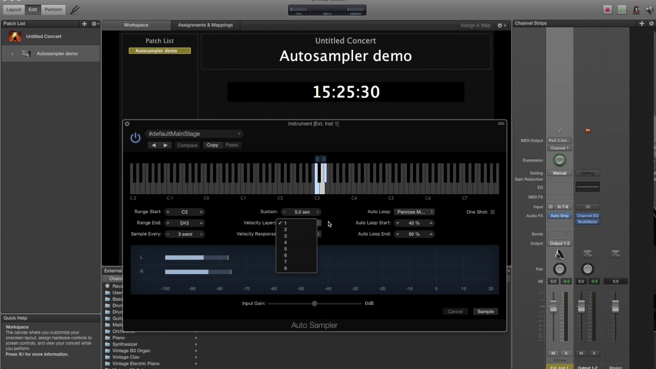 MainStage: Using the MainStage Autosampler