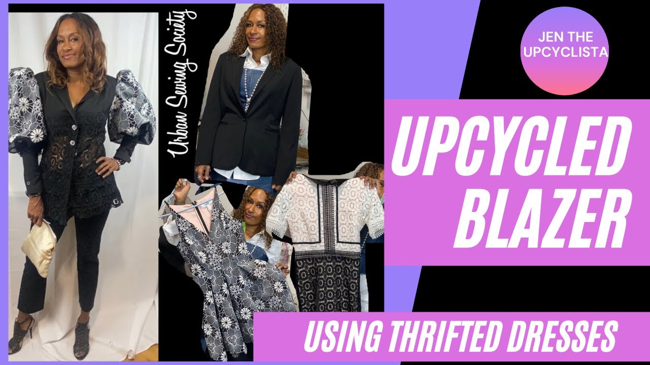 Learn to Upcycle a Blazer using thrifted lace dresses