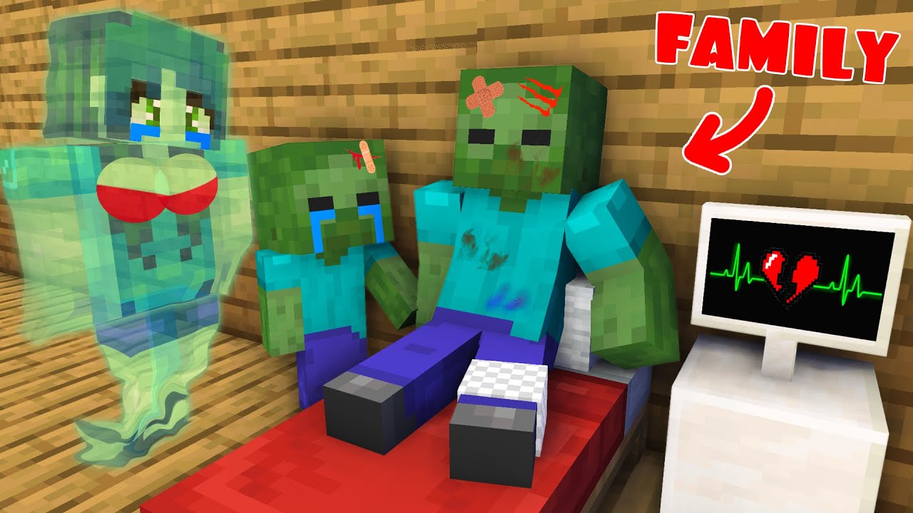 Monster School : R.I.P Zombie Father and Sad Zombie Family - Sad Story - Minecraft Animation
