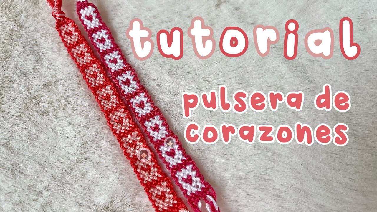 TUTORIAL | pulsera con corazones estilo granny square | pulseras de hilo