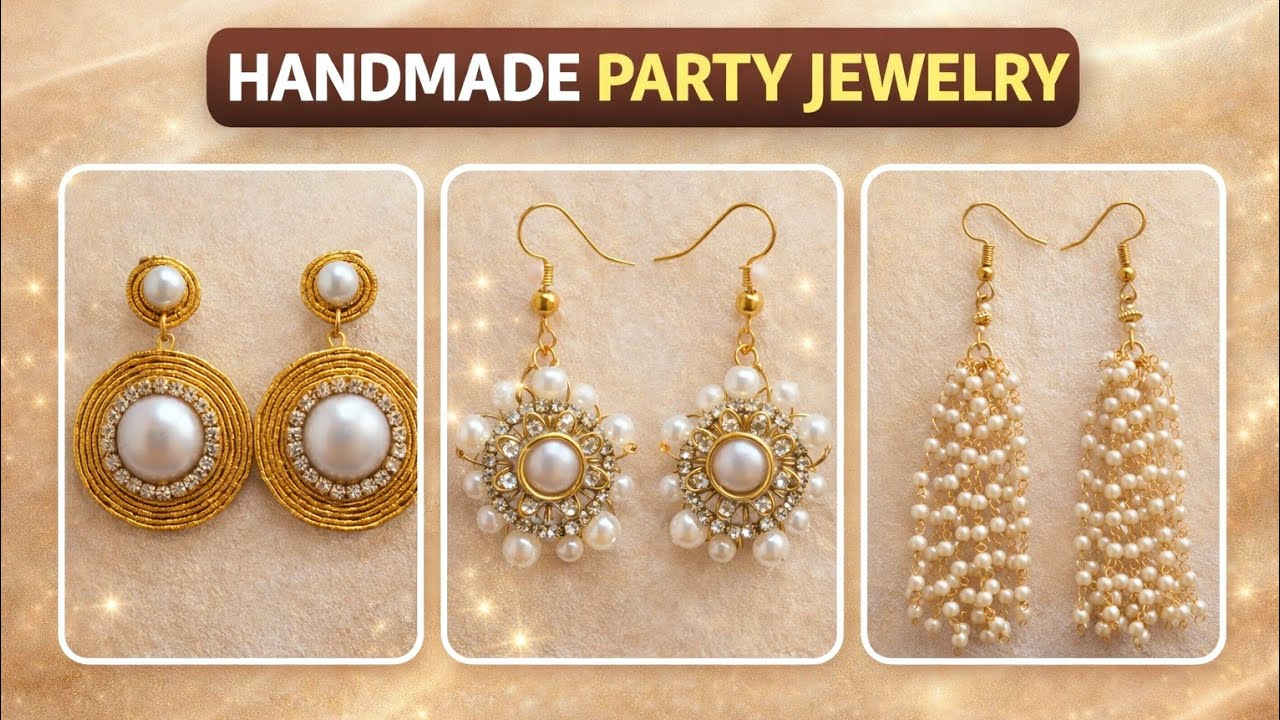 Elegant Pearl & Gold Earrings | Handmade Party wear Jewelry DIY
