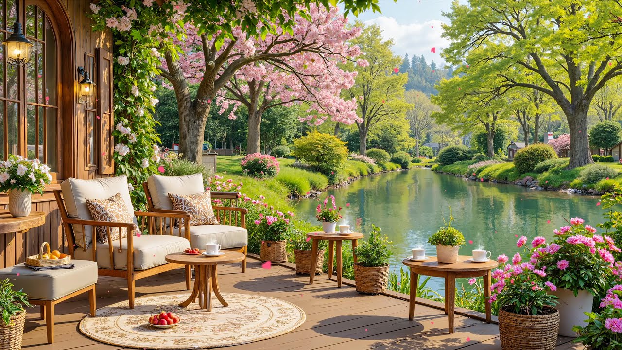 🌸 Spring Riverside Café Jazz ☕ Smooth Jazz for Deep Focus & Peaceful Moments