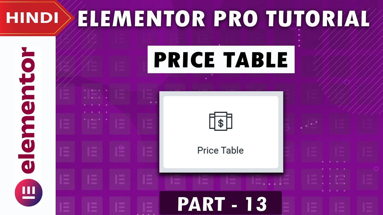 [Price Table] Elementor PRO Tutorial in Hindi | Part 13