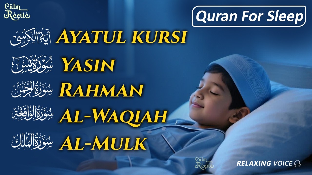 Relaxing Quran Recitation for Deep Sleep | Surah Fatiha, Ayatul Kursi, Rahman, Mulk, Yasin, Waqiah