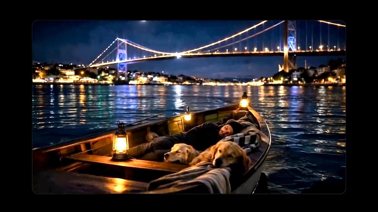 Fall Asleep in Istanbul Night Ambience with Fisherman & His Dogs🌙Soothing Wave Sound for Sleeping