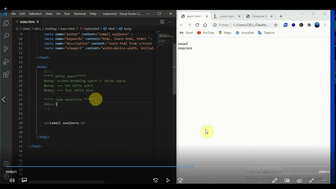 بالدارجة المغربية white space, html entities, case sensitive شرح مبسط وسهل html darija