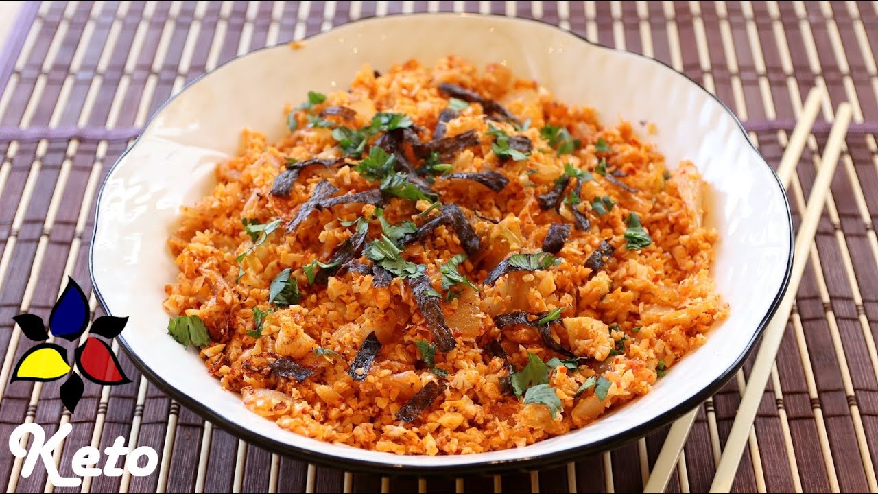 Korean Kimchi Fried Cauliflower Rice | Korean Keto Recipe