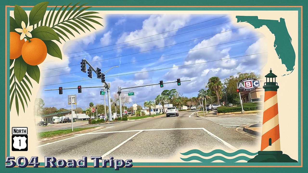 ⁴ᴷ Автопутешествие № 1199 - Шоссе US-1 N - Флорида, мили 362.3-372.3 | Тайтсвилл