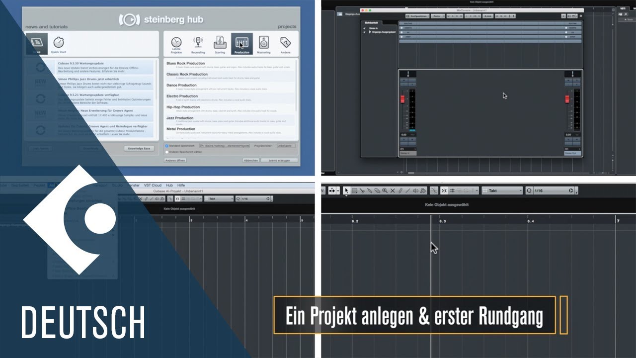 Wie man ein neues Projekt anlegt | Erste Schritte mit Cubase AI und LE