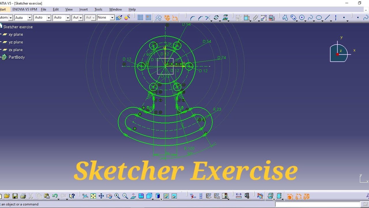 Sketcher Exercises Practice | CATIA V5 Tutorial for Beginners Part 4