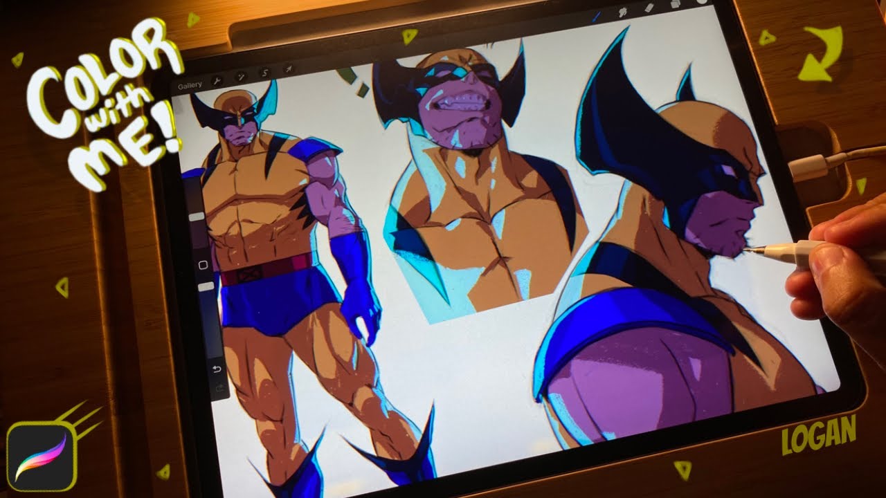 Full In-Depth Coloring Process | Wolverine Character Sheet on Procreate iPad Pro X-men 97