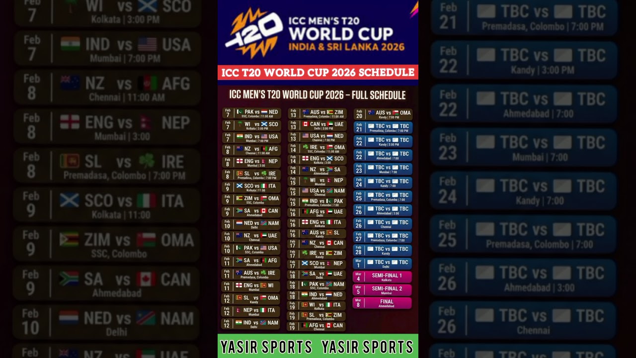 ICC T20 WORLD CUP 2026 Schedule 🛑🚨 #icct20worldcup2026 #india #pakvsind