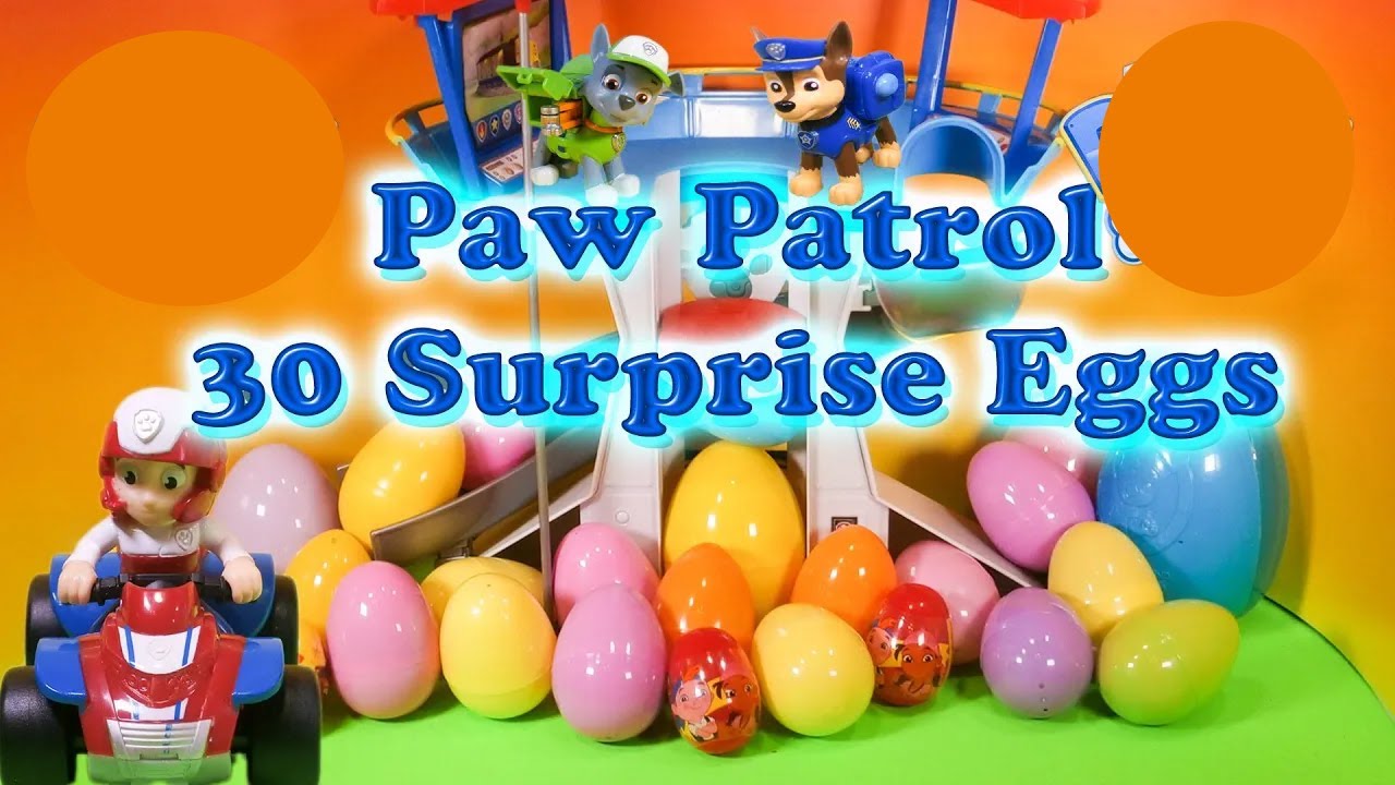 The Assistant Opens 30 Funny Surprise Eggs and Paw Patrol Toys