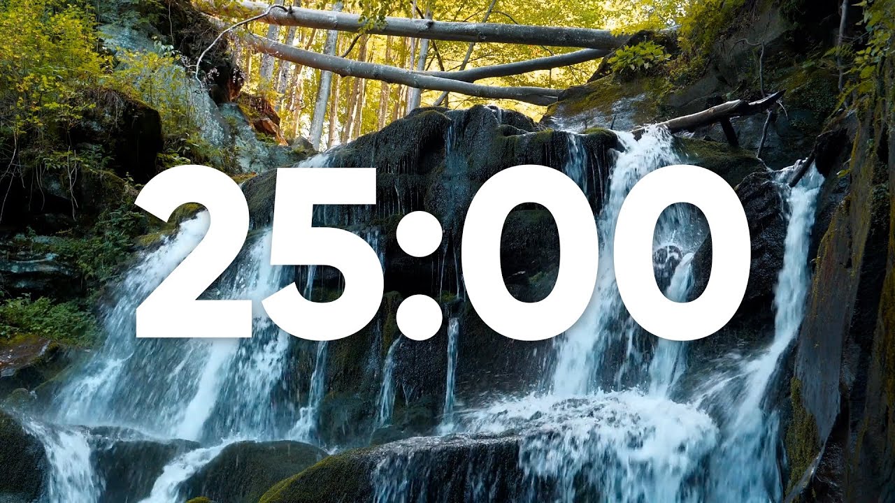 25 Minute Waterfall 🌊 Sounds Timer - Countdown Timer Alarm
