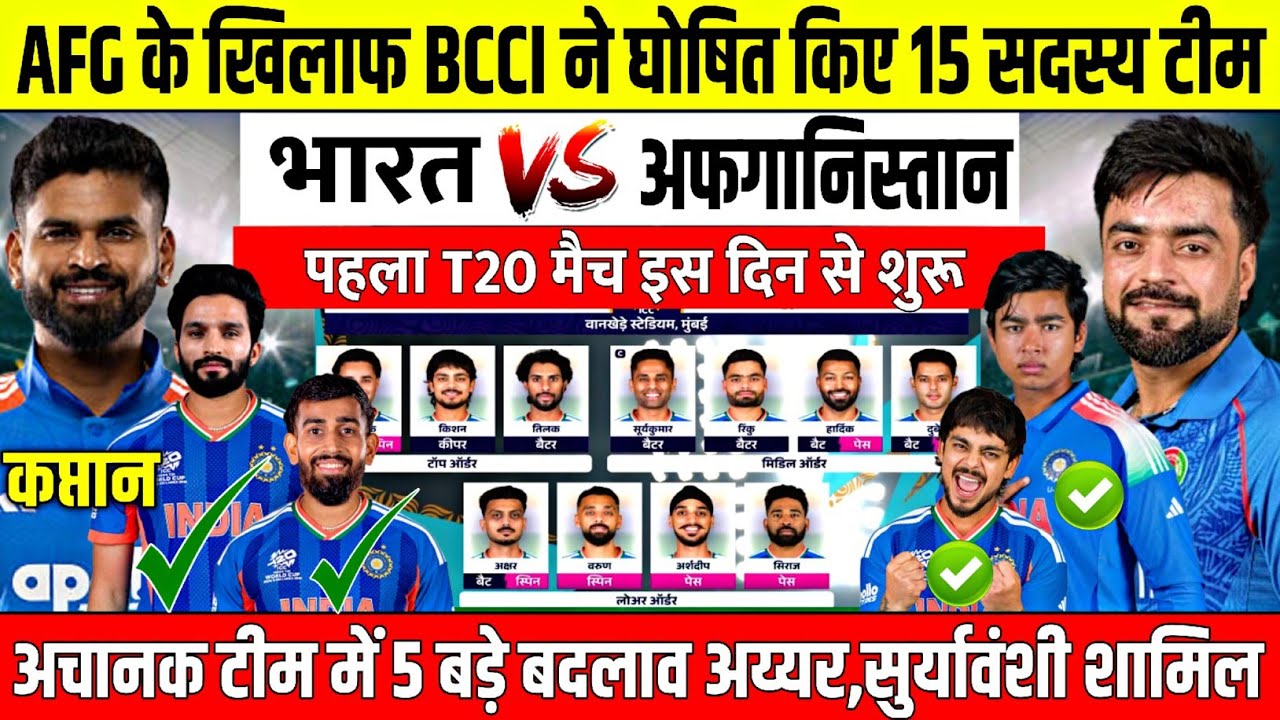 IND VS AFG: BCCI announces Team India for T20 series against Afghanistan | 5 major changes