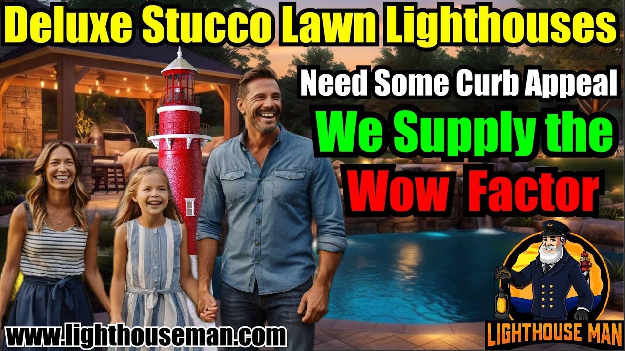 Deluxe Stucco Yard and Garden Lawn Lighthouse Ornaments