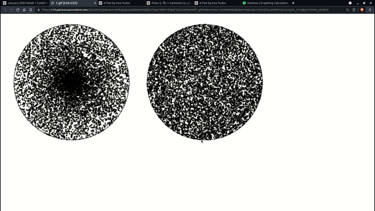 Uniform random dots distribution across a disc - the Maths behind