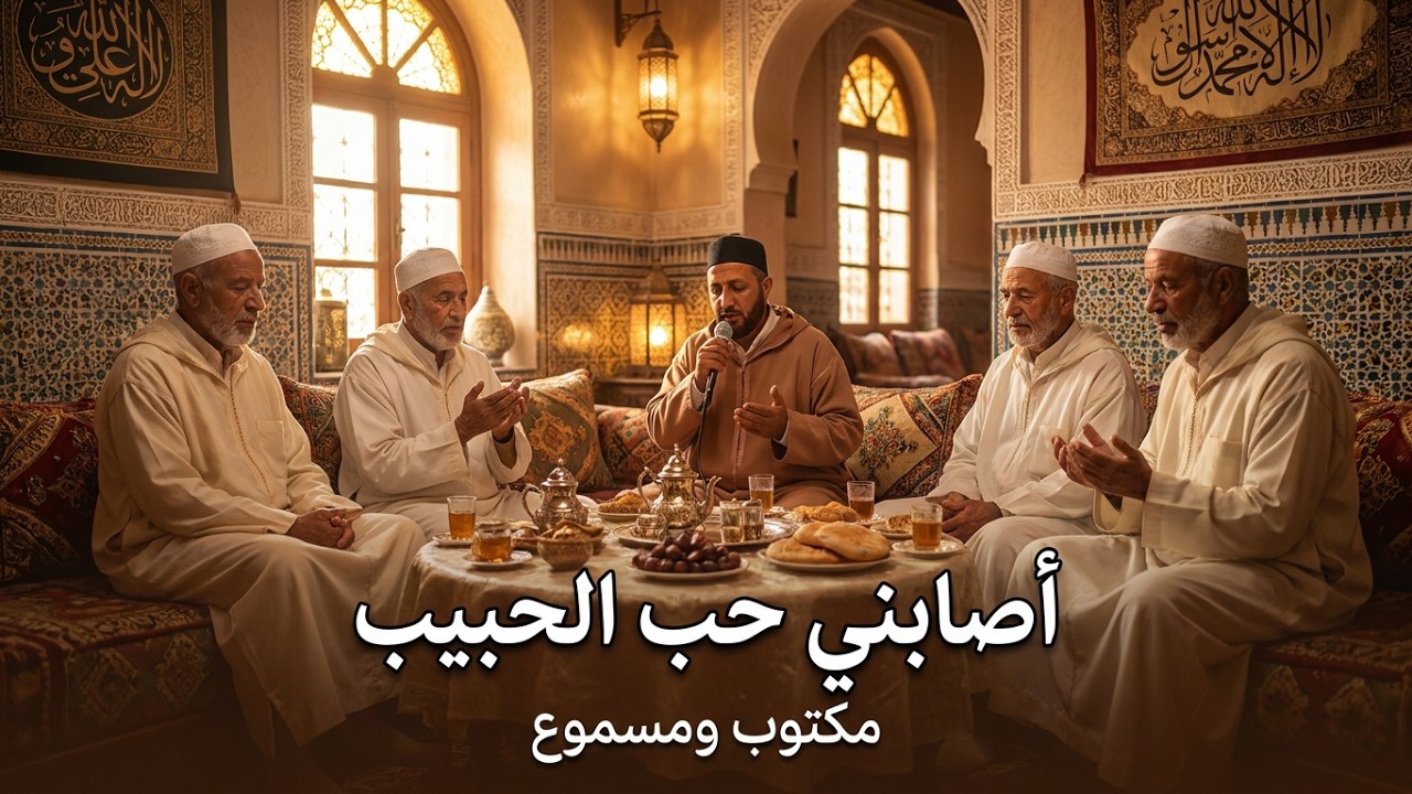 اصابني حب الحبيب ولم اجد له طبيب حبه في قلبي يطيب المصطفى محمدي اسي عبد المجيد علاوي كلمات مكتوبة