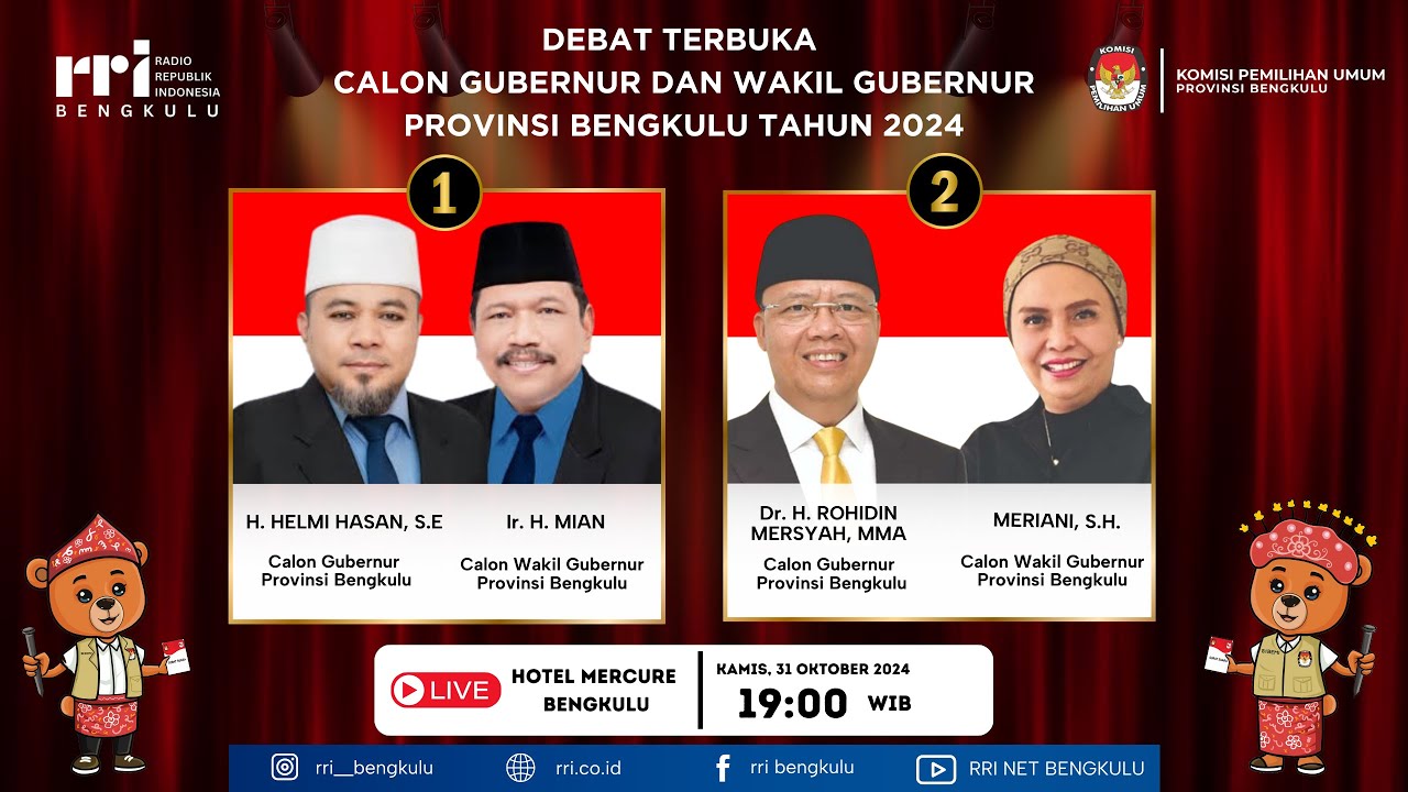 LIVE 🔴 DEBAT PERTAMA PASANGAN CALON GUBERNUR DAN WAKIL GUBERNUR BENGKULU TAHUN 2024
