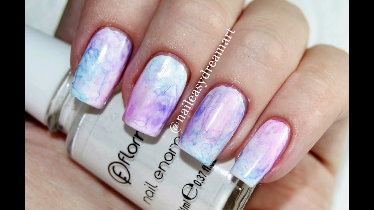 Watercolor Nail Art Tutorial Using Acrylic Paint | Дизайн ногтей акриловыми красками