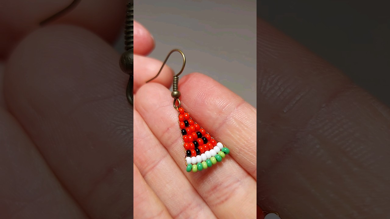 🍉✨️Beaded earrings tutorial #beads  #beadwork #earrings #giftideas