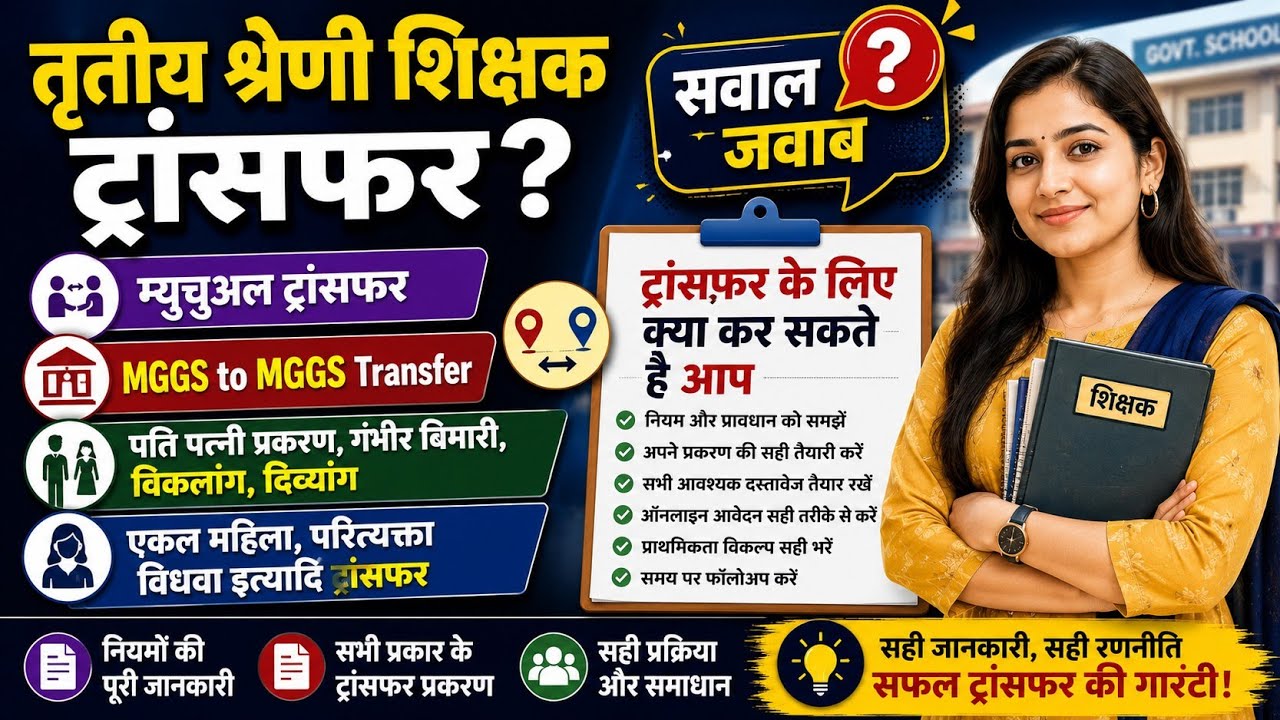 तृतीय श्रेणी शिक्षक ट्रांसफर - Mutual Transfer | MGGS to MGGS Transfer 