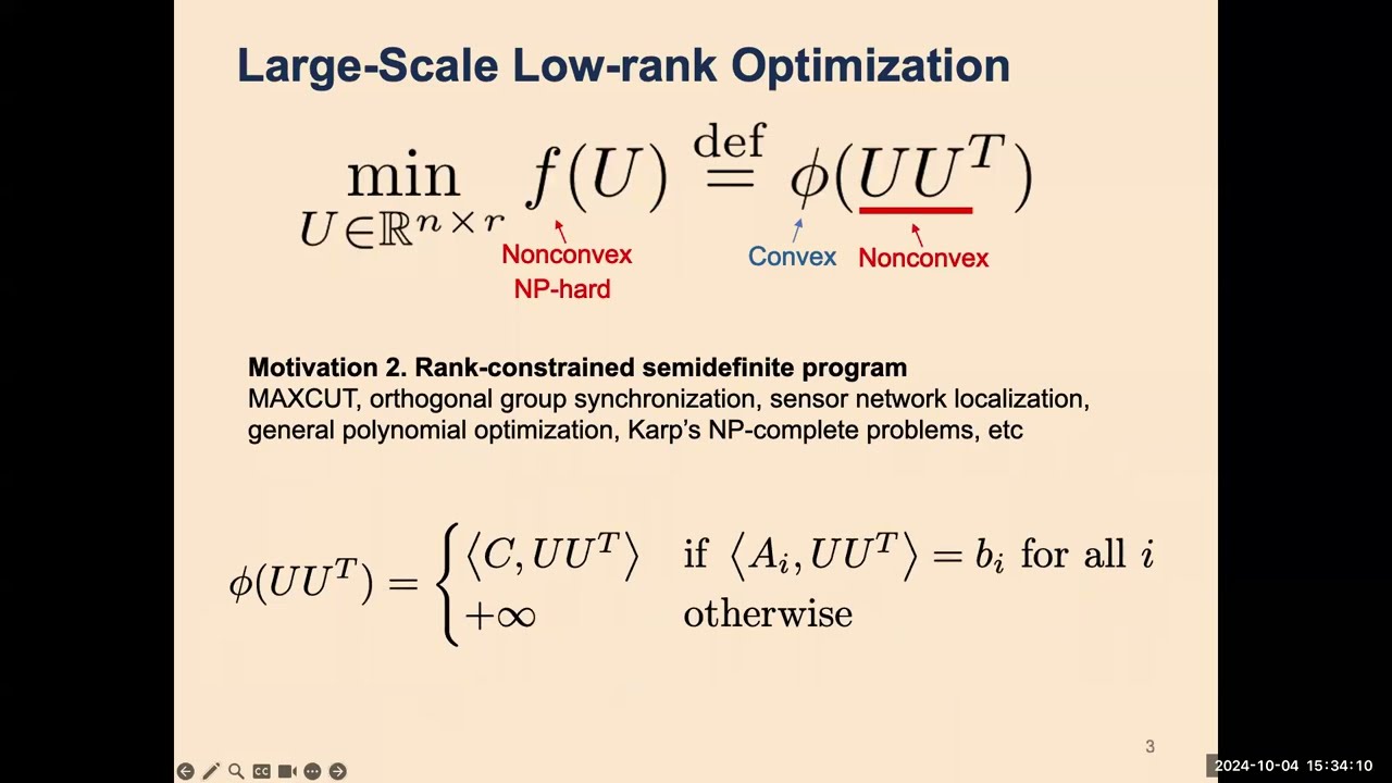 Richard Y. Zhang: Rank Overparameterization and Global Optimality Certification ... (UIUC)
