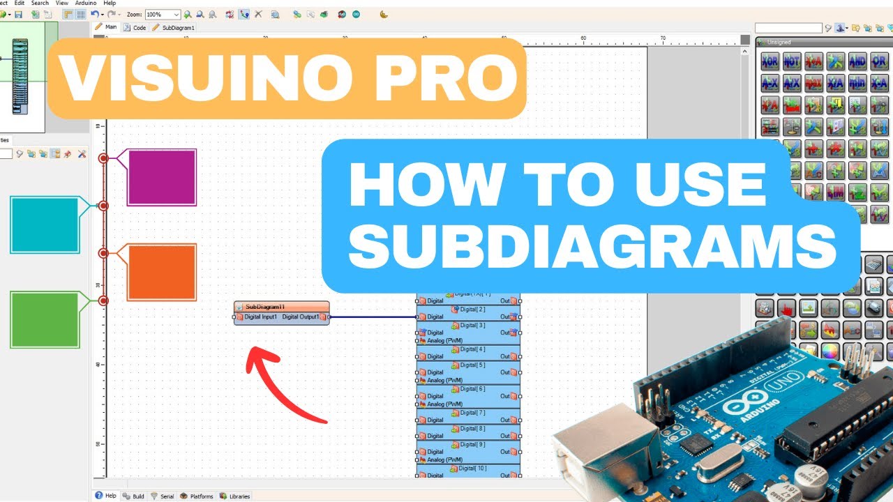 Как использовать поддиаграммы в Visuino PRO