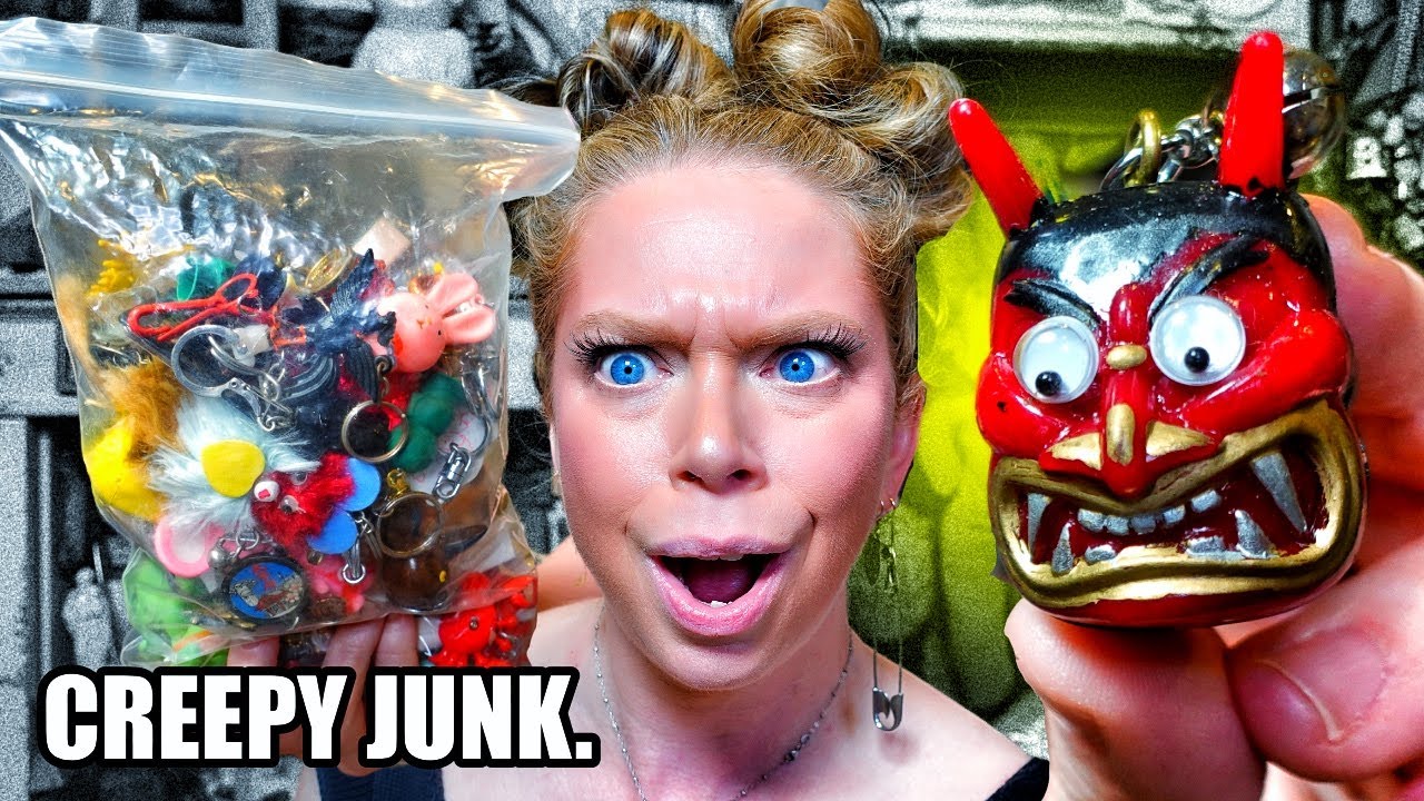 Unboxing A CREEPY Junk Drawer! Yokai, Aliens, Etc! (100 Items!)