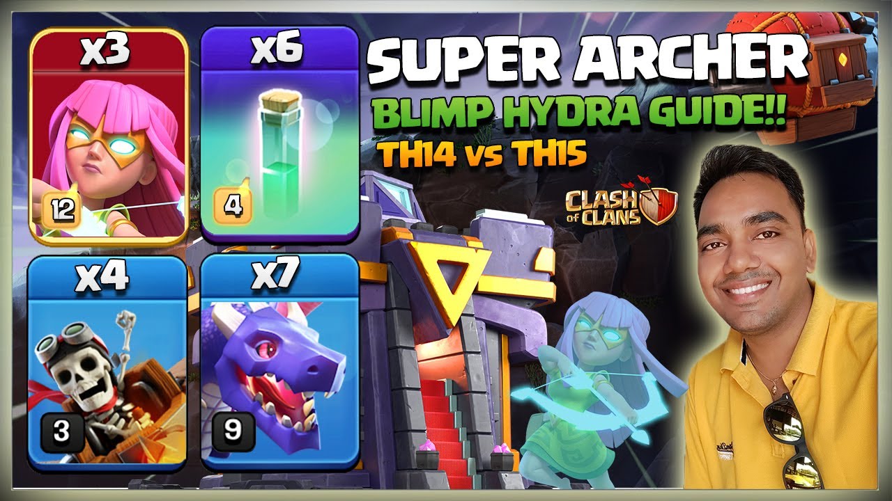 After Update! Th14 Super Archer Blimp Hydra Attack Strategy Guide | Th14 vs Th15 Hydra Attack coc