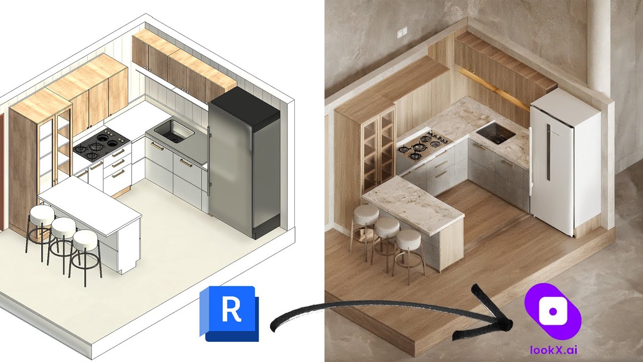Designing a Kitchen in Revit + Rendering in LookXAI | Interior Design in Revit