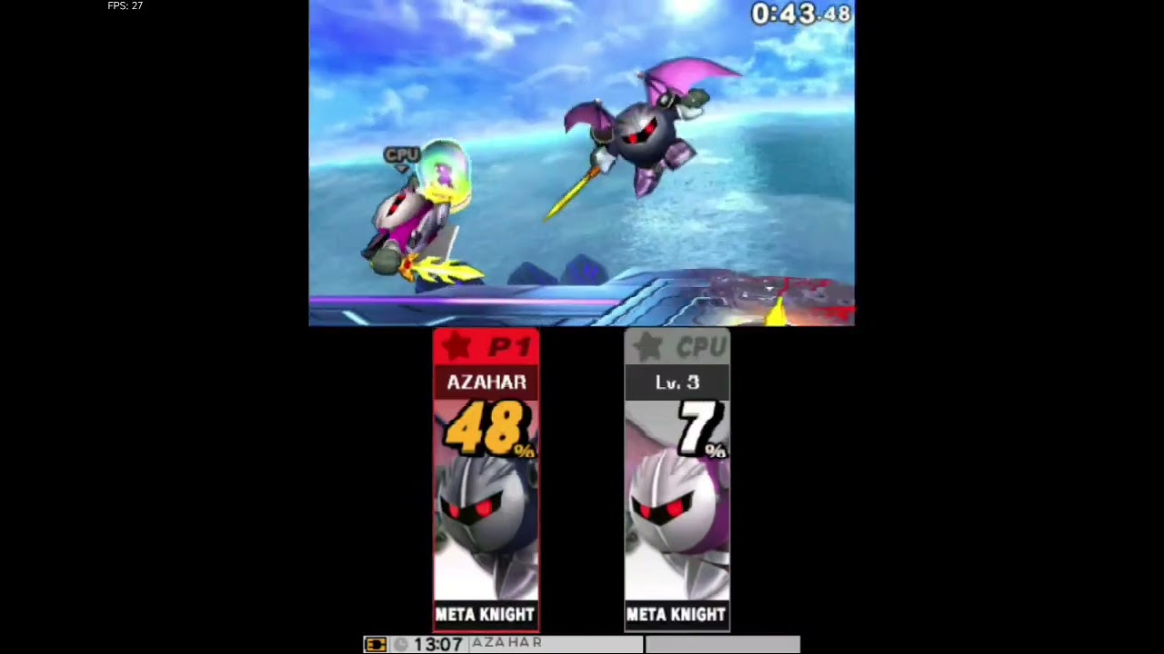 me cheesing galacta knight with meta knight in ssb3ds with shitty audio