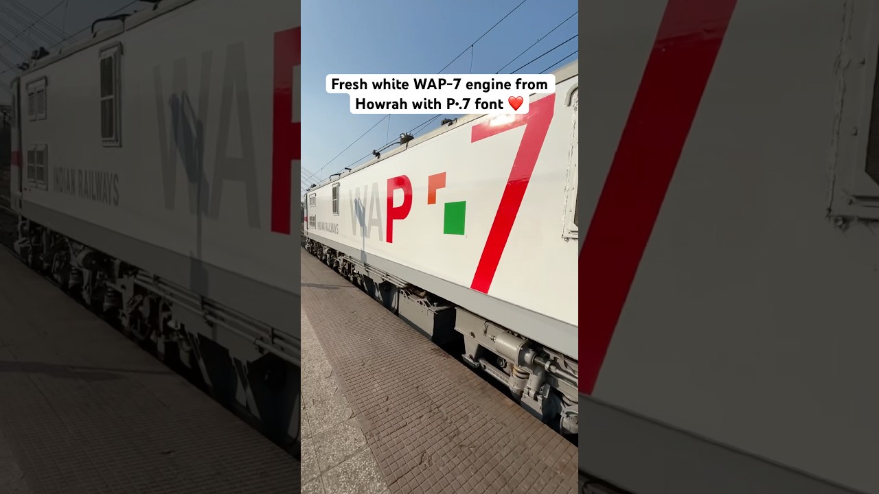 Fresh white WAP-7 engine from Howrah with P•.7 font ❤️