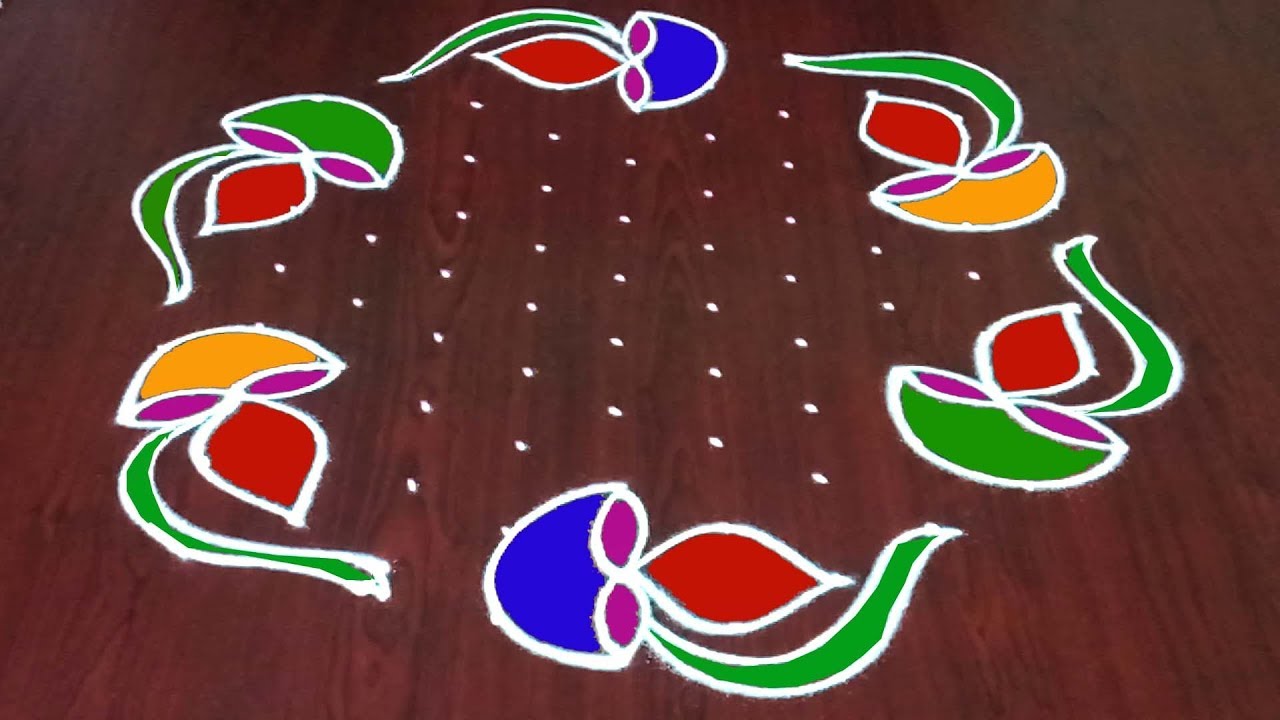 11*6 Diwali Rangoli || Easy Deepam Muggulu || Latest Chukkala Muggulu || Rangoli World
