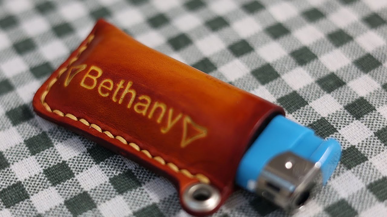 [Leather Craft] Making a leather lighter case DIY - Free PDF Pattern