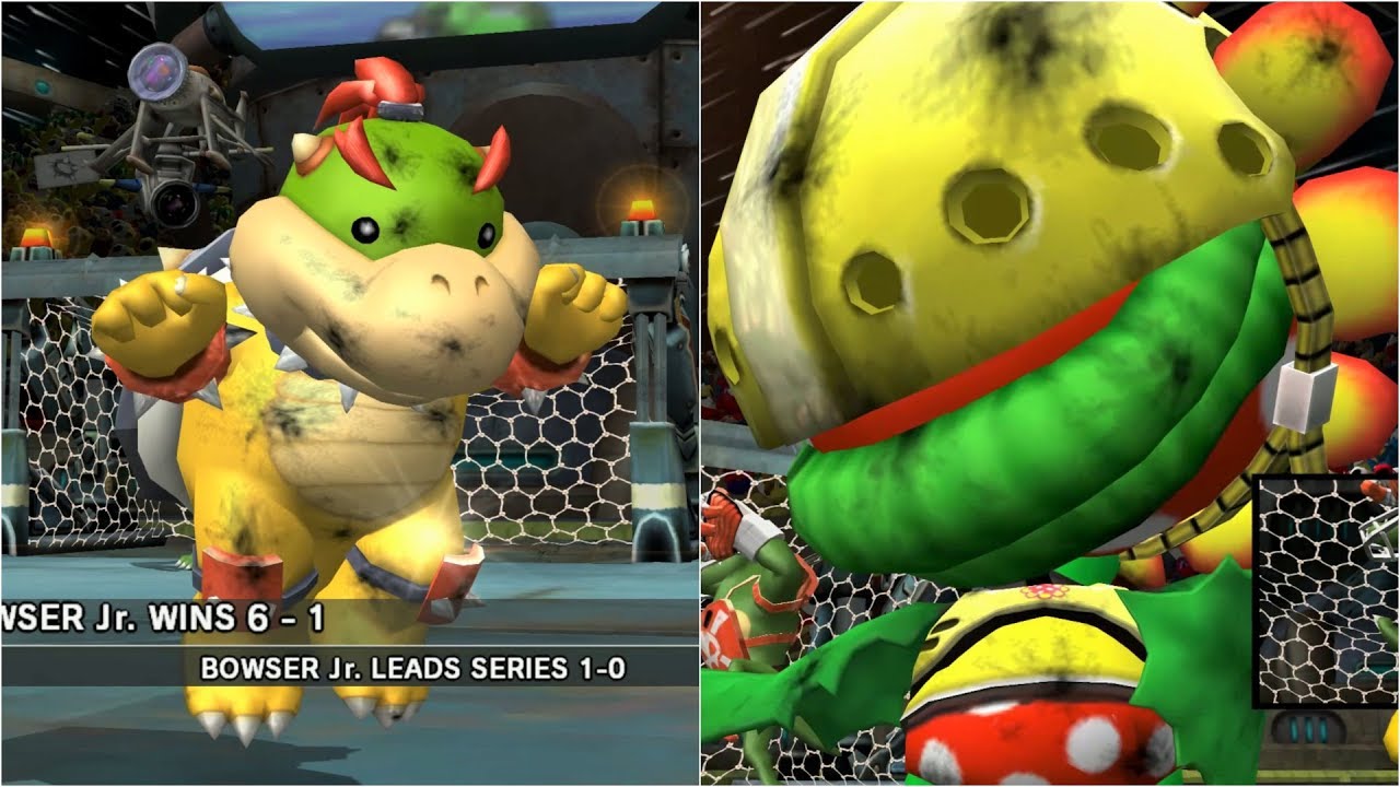 Mario Strikers Charged - Bowser Jr. vs Petey - Wii Gameplay (4K60fps)