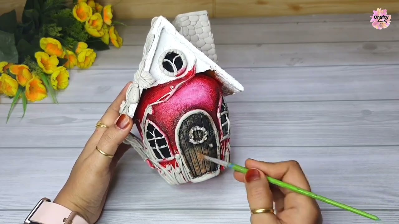 A beautiful bottle decoration idea for home decor | diy bottle art | crafty hands