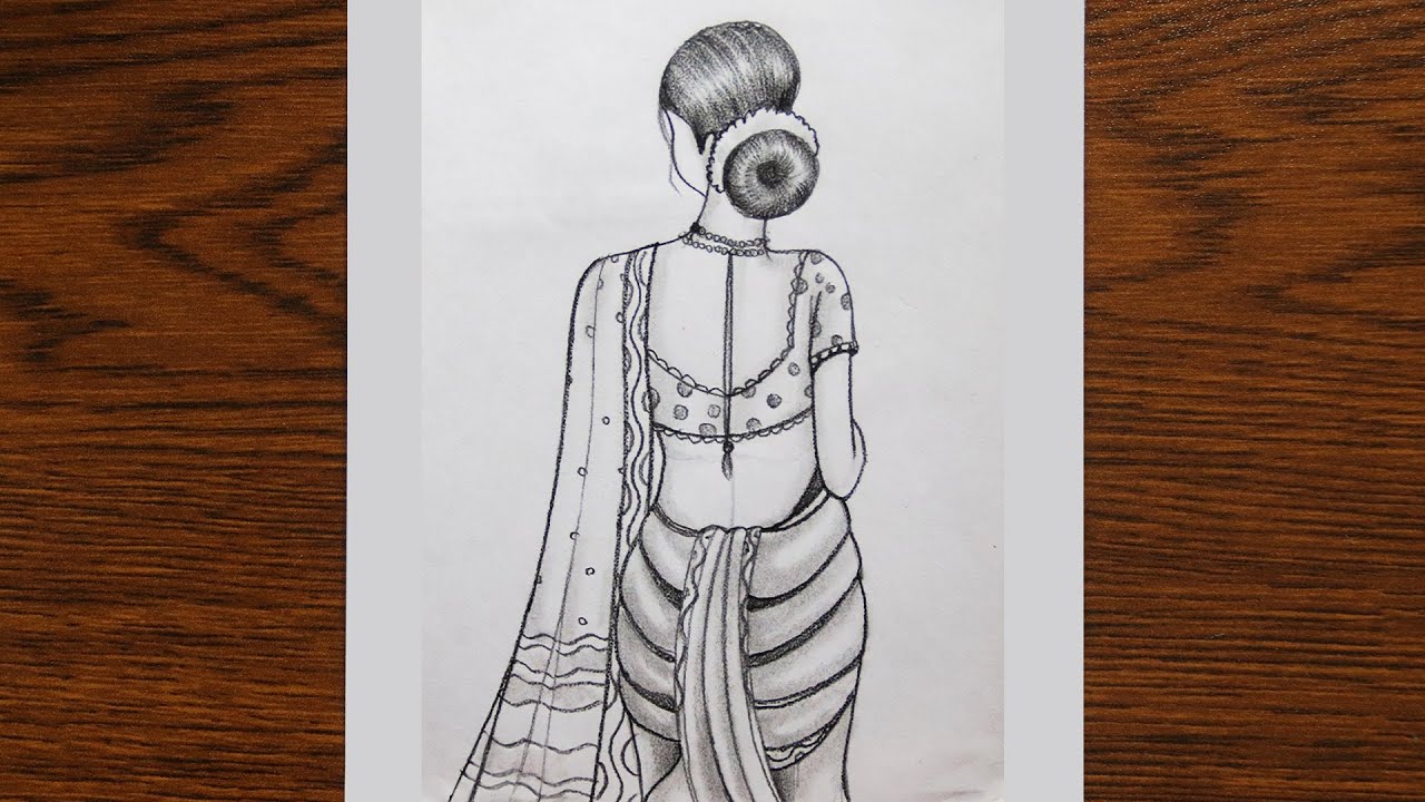 How to draw a beautiful traditional girl easy | Indian Girl drawing | girl drawing