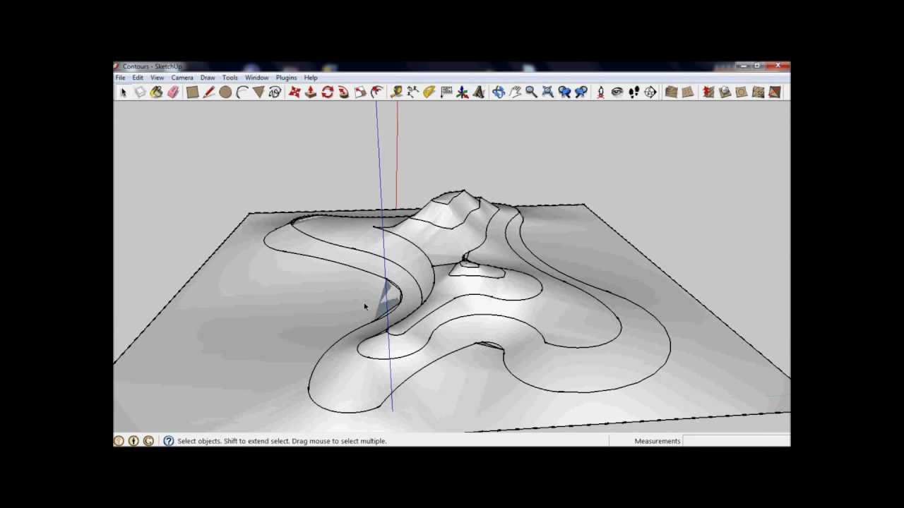 Sketchup 8 - Sandbox Tools - Building Terrain from Contours