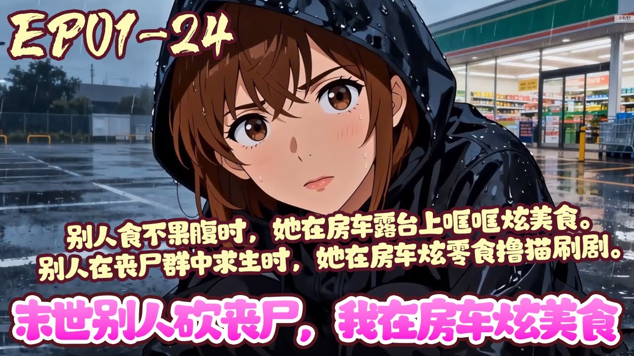 孟时晚在末世苦苦挣扎三年，死后重生回到末世前三个小时。 想到前世遭到一家亲人背叛，直至惨死。她果断抢回自己的房车，带走猫猫，迅速开启囤货模式。《末世别人砍丧尸，我在房车炫美食》01~24