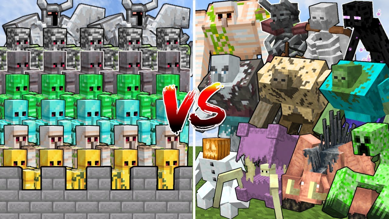 ALL MUTANT MOBS x10 vs GOLEM CASTLE | Minecraft Mob Battle