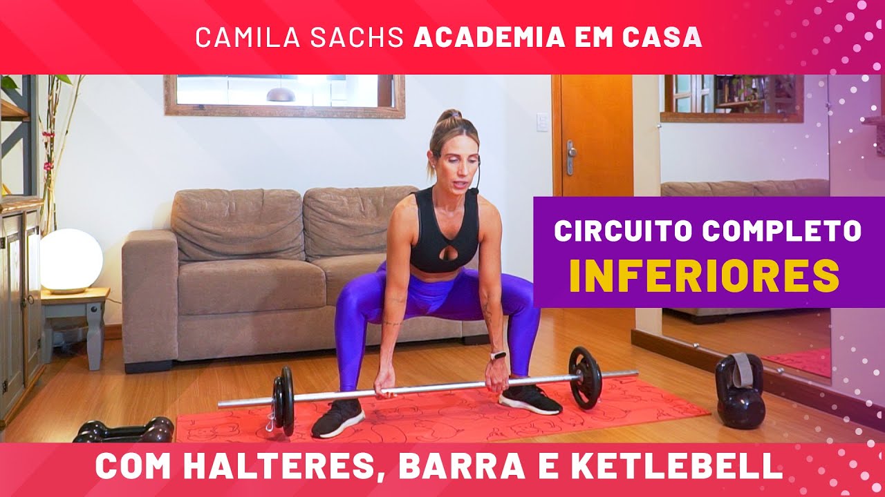 Treino de Pernas + Glúteos com HALTERES, BARRA e KETTLEBEL