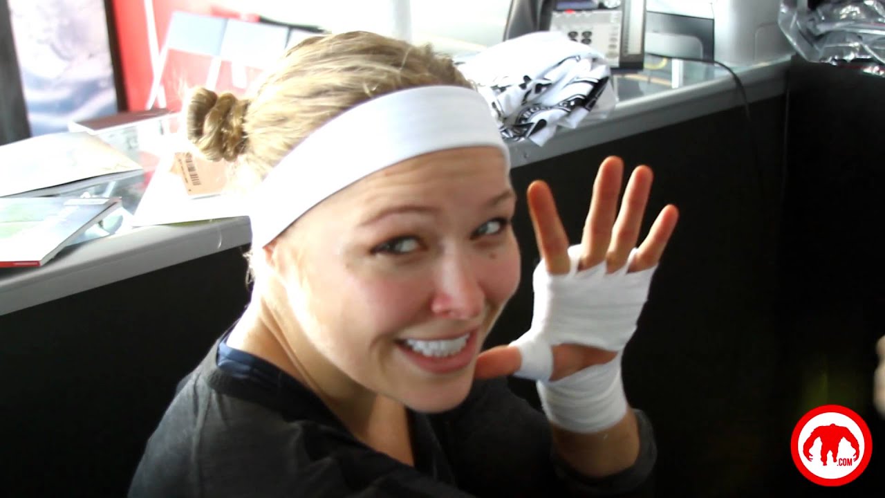 Ronda Rousey Gets Wrapped by Edmond Tarverdyan while talking to MiddleEasy.com