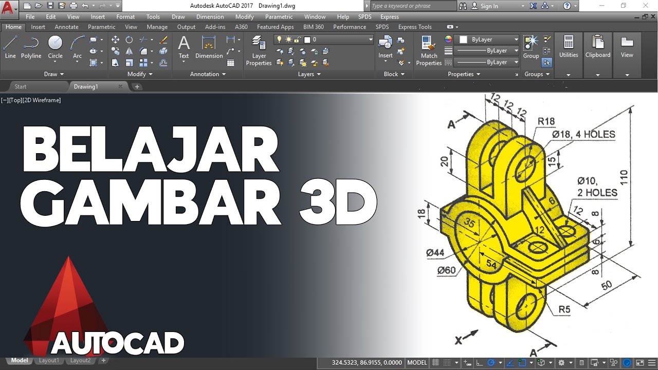 Belajar Gambar 3D Menggunakan Aplikasi AutoCAD | #5