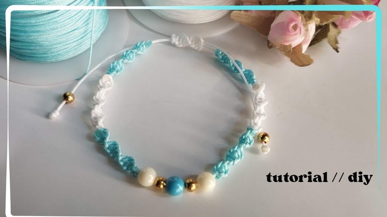 Pulsera hermosa facil de hacer// pulsera de hilo//bracelet// tutorial// diy// nudo de espiral 