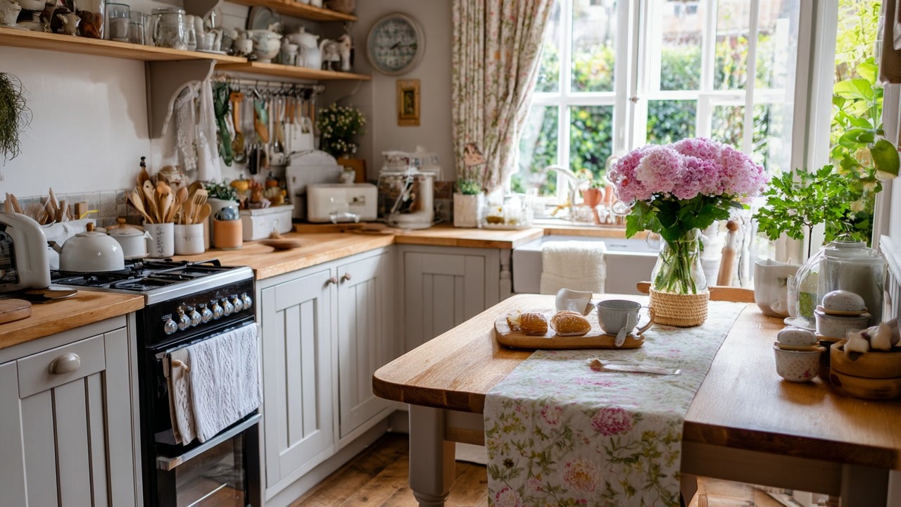 Budget Spring Kitchen Decor Ideas Inspired by Cozy English Cottage Style