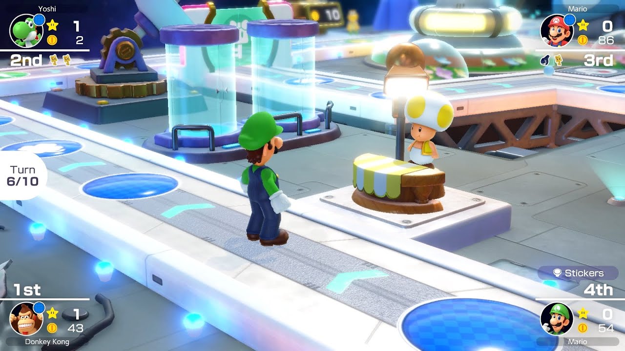Mario Party Superstars #928 Space Land Luigi vs Yoshi vs Mario vs Donkey Kong
