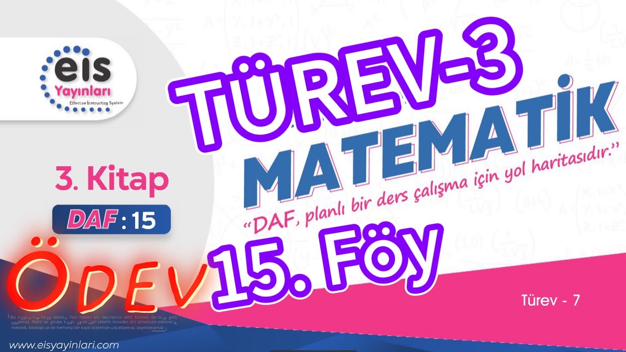 TÜREV-3, 15. Föy ÖDEV, Zincir Kuralı Bileşke, 12. Sınıf Matematik AYT EİS DAF Mavi Set 3. Kitap