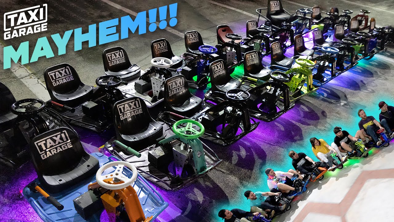 Worlds largest Crazy Cart tandems?! Night shred send city MAYHEM!!